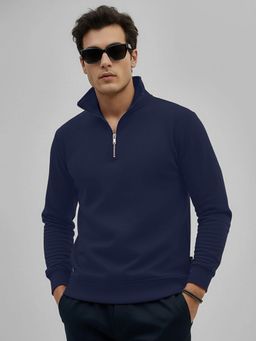LEOTUDE - Blue Full Sleeve Solid Men Sweatshirt