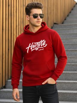 LEOTUDE - Red Full Sleeve Printed Men Hoodie