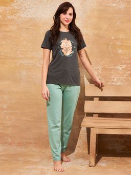 July Nightwear - Women Knit Cotton Anthra T-Shirt - Pyjama-PC1095