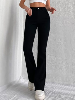 BROADSTAR - Women Black High Rise Straight Solid Stretchable Jeans