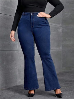 BROADSTAR - Women Navy Blue High Rise Straight Solid Stretchable Jeans