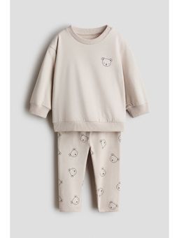 H&M - Unisex Beige 2-Piece Sweatshirt And Leggings Set