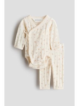H&M - Girls Beige 2-Piece Pointelle Set
