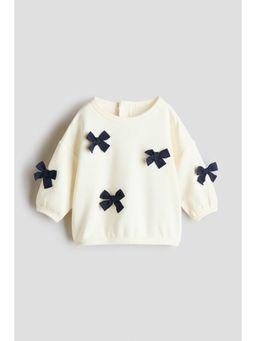 H&M - Girls White Motif-Detail Sweatshirt