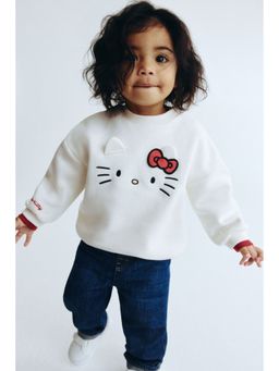 H&M - Girls White Motif-Detail Sweatshirt