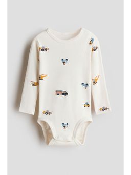H&M - Unisex White Printed Cotton Bodysuit