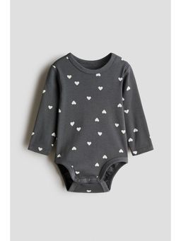 H&M - Unisex Grey Printed Cotton Bodysuit