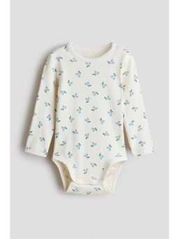 H&M - Unisex White Printed Cotton Bodysuit