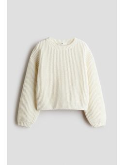 H&M - Girls White Chenille-Knit Jumper