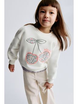 H&M - Girls White Motif-Detail Sweatshirt
