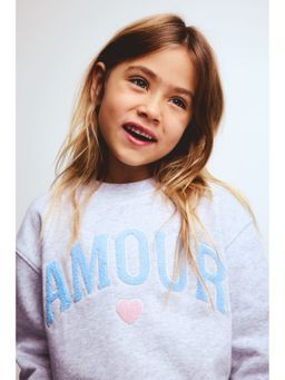 H&M - Girls Grey Motif-Detail Sweatshirt