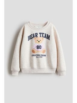H&M - Girls Beige Motif-Detail Sweatshirt