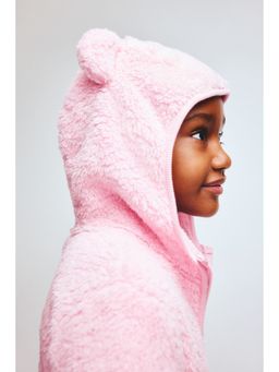 H&M - Girls Pink Zip-Through Teddy Hoodie