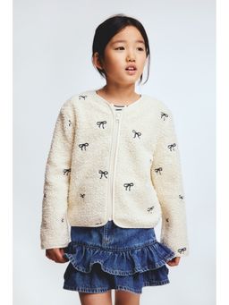H&M - Girls White Zip-Through Teddy Cardigan