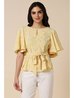 Allen Solly - Women Yellow Floral Casual Top