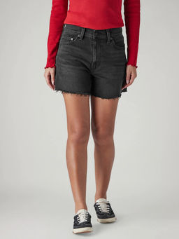 Levi's - Black Solid Cotton Blend Regular Shorts