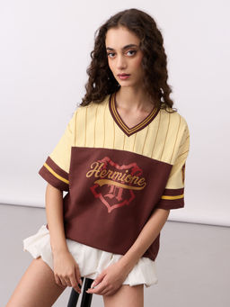 The Souled Store - Brown Colorblock Pure Cotton Oversized T-Shirt