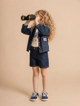 VERO MODA - Blue Solid Cotton Regular Shorts