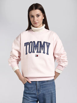 Tommy Hilfiger - Pink Solid Cotton Regular Sweatshirt