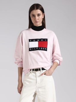 Tommy Hilfiger - Pink Solid Cotton Regular Sweatshirt