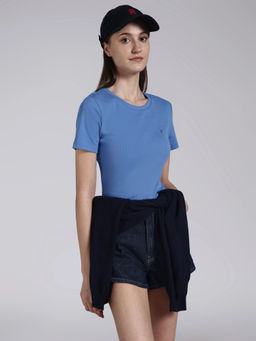 Tommy Hilfiger - Blue Solid Cotton Regular T-Shirt