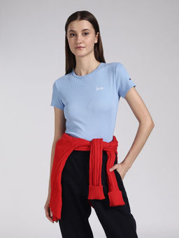 Tommy Hilfiger - Blue Solid Cotton Slim T-Shirt