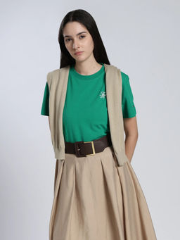 Tommy Hilfiger - Green Solid Cotton Regular T-Shirt