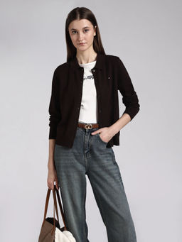 Tommy Hilfiger - Brown Solid Cotton Regular Cardigan