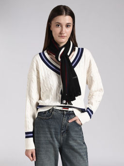 Tommy Hilfiger - White Self Design Cotton Regular Sweater
