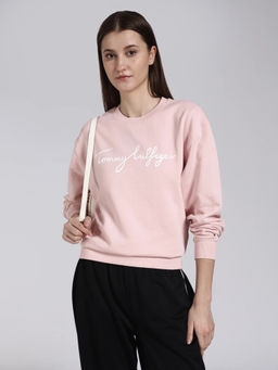 Tommy Hilfiger - Pink Solid Cotton Regular Sweatshirt