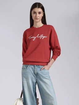 Tommy Hilfiger - Red Solid Cotton Regular Sweatshirt