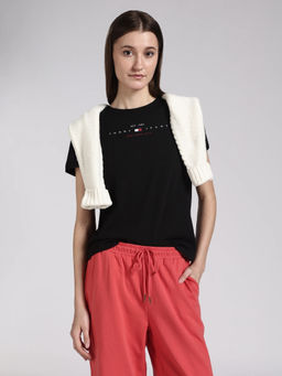 Tommy Hilfiger - Black Solid Cotton Regular T-Shirt