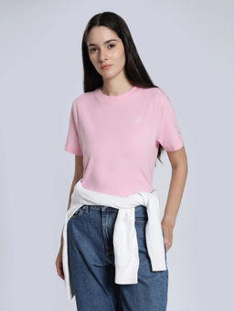 Tommy Hilfiger - Pink Solid Cotton Regular T-Shirt