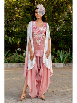Nikita Vishakha - Pink Cape with Top and Dhoti (Set of 3)
