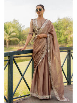Nikita Vishakha - Bronze Saree with Stitched Blouse and Jacket