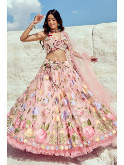 Nikita Vishakha - Pink Lehenga with Blouse and Dupatta (Set of 3)