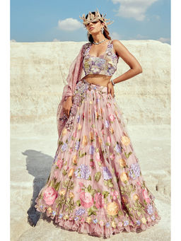 Nikita Vishakha - Lavender Blouse with Lehenga and Dupatta (Set of 3)