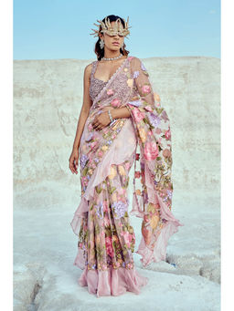 Nikita Vishakha - Lavender Pre-Draped Saree with Stitched Blouse