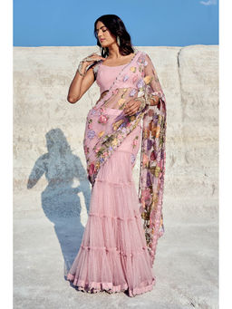 Nikita Vishakha - Lavender Pre-Draped Saree with Stitched Blouse