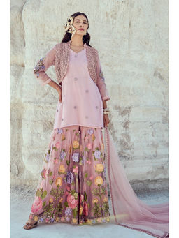 Nikita Vishakha - Lavender Sharara with Kurti, Inner and Jacket (Set of 4)