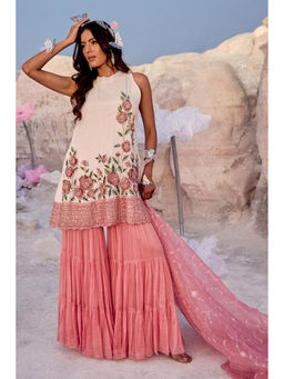 Nikita Vishakha - Pink Flared Sharara with Kurti and Dupatta (Set of 3)