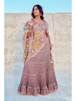 Nikita Vishakha - Lavender Mesh Lehenga with Blouse and Dupatta (Set of 3)