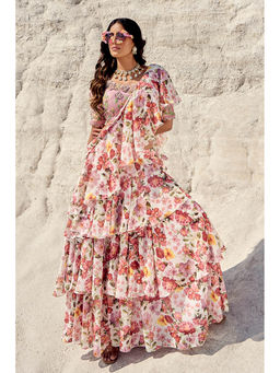 Nikita Vishakha - Lavender Pre-Draped Saree with Stitched Blouse