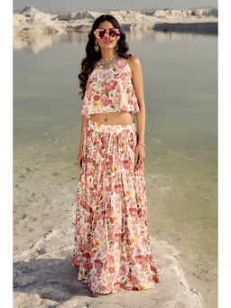 Nikita Vishakha - Multi-Colour Printed Flared Top with Skirt (Set of 2)