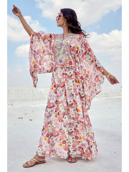 Nikita Vishakha - Pink Kaftan Top with Sharara (Set of 3)