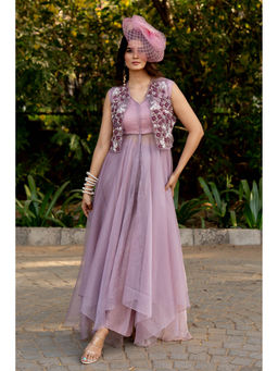 Nikita Vishakha - Lavender Dress with Pant and Jacket (Set of 3)