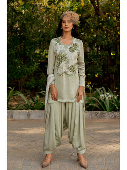 Nikita Vishakha - Green Salwar with Kurti and Dupatta (Set of 3)