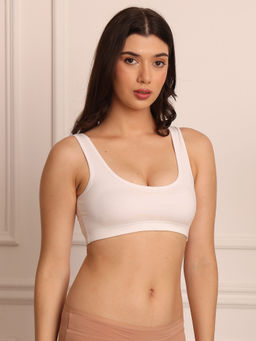 2PEACE - White Solid Non-Wired Removable Pads Full Coverage Bralette Bra