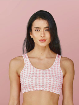 2PEACE - Pink Printed Non-Wired Removable Pads Full Coverage Bralette Bra