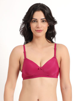 BRACHY - Magenta Solid Non-Wired Lightly Padded Full Coverage T-Shirt Bra